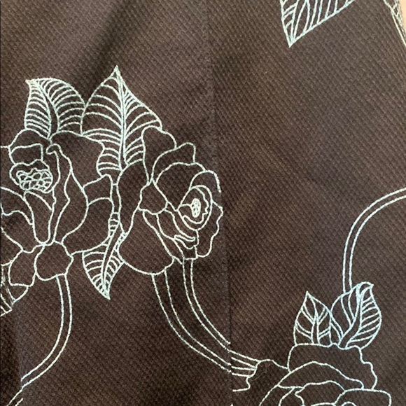 Worthington Black Floral Stretch Pants | Cropped | Blue Print size 12 petite - Picture 5 of 7